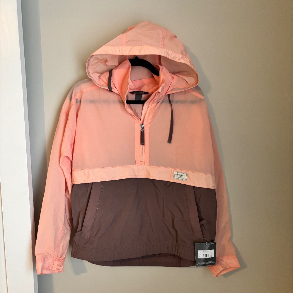 NWT Eddie Bauer WindPac Anorak Jacket Size Medium Hooded Colorblock